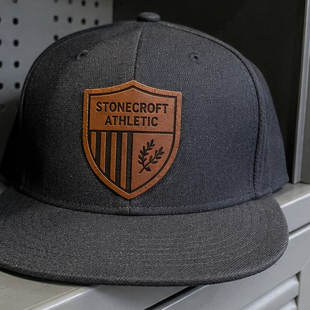 Customized leather patch hats for contractors, trades and crews