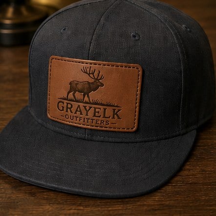 Leather Patch Fitted & Flexfit Caps with custom branding